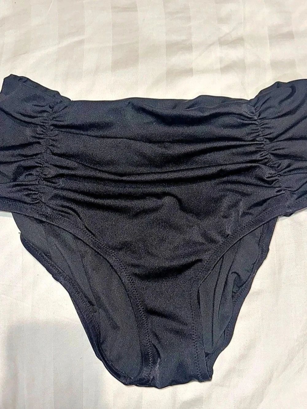 NWOT J.Crew Ruched High-Waist Bikini Bottom Black Small